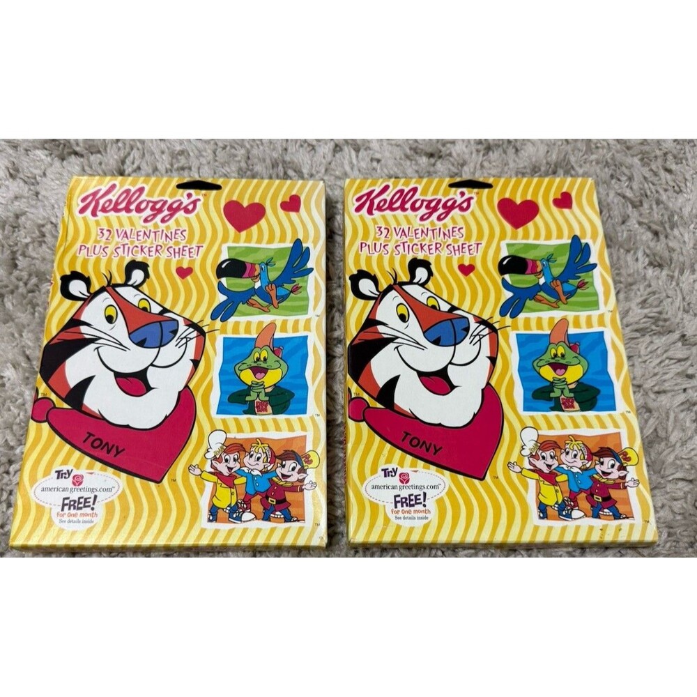 Pack Vintage 2002 Kelloggs Cereal Mascot Valentines Cards Tony Tiger New